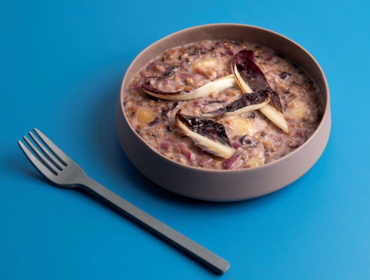 risotto di farro con radicchio e bitto